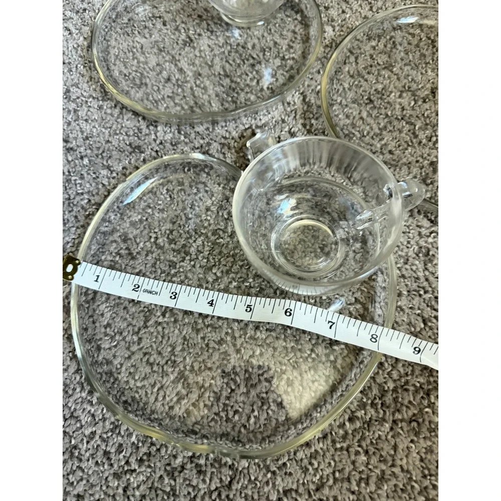 Vintage Federal Glass Apple Snack Set Plates Cups and Bowls Clear Glass 26 Piece